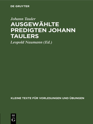 cover image of Ausgewählte Predigten Johann Taulers